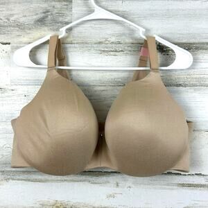 Cacique Womens Plus 40F Beige Full Coverage Plunge Padded Bra NEW